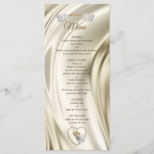 Ivory,Green,Blue,Gold Silk & Pearls Menu