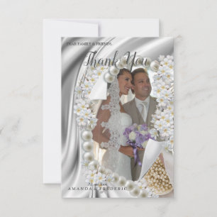 Ivory,Green,Blue,gold Silk &Wedding Thank You Card