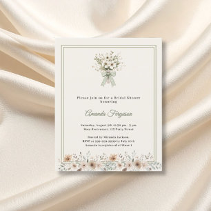 Ivory green florals Bridal Shower invitation