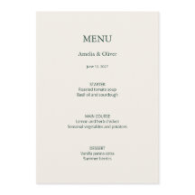 Ivory Green Wedding Menu with Thank You Back