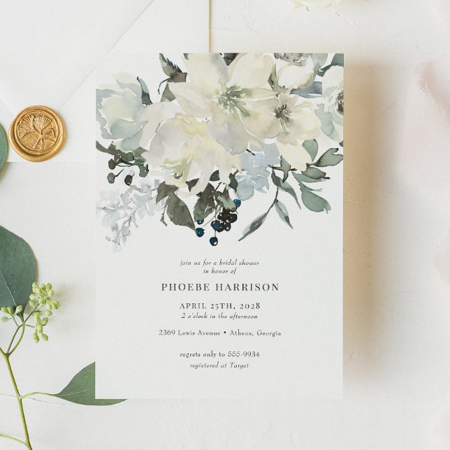Ivory Greenery Watercolor Floral Bridal Shower Invitation (Creator Uploaded)