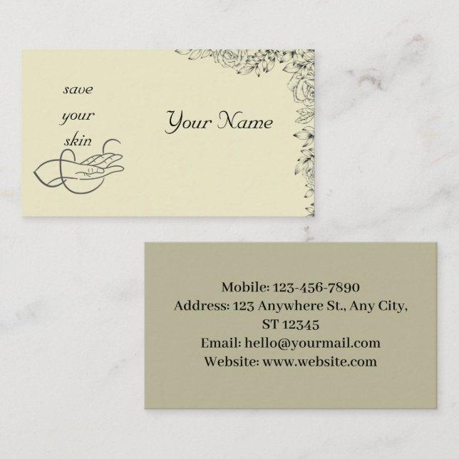 ivory greeny skincare business card (Front/Back)