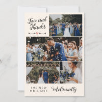 Ivory Grey Arrow Photo Collage Love Thanks Wedding