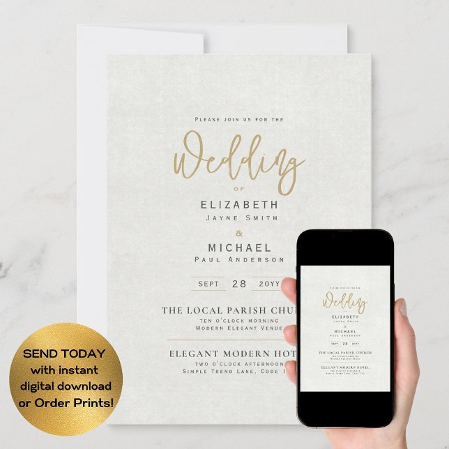 Ivory Grey Wedding Instant Digital Download Invitation (Creator Uploaded)