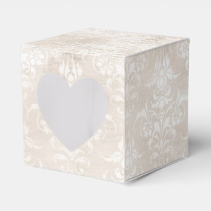 Ivory Grunge Distressed Damask Favour Box