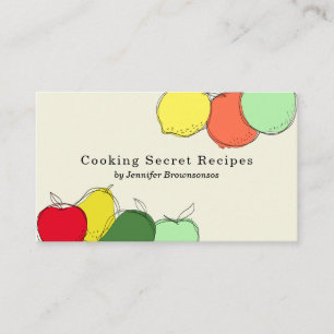Ivory handmade fruit sketch bakery recipe business card