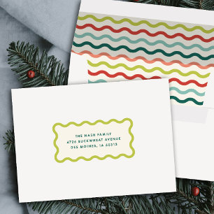 Ivory Happy Merry Wavy Custom Christmas Envelope