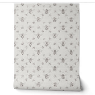 Ivory Honey Bee French Country Vintage Rustic Wallpaper