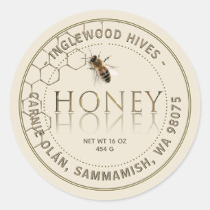 Ivory Honey Honeycomb Pattern with Bee Label
