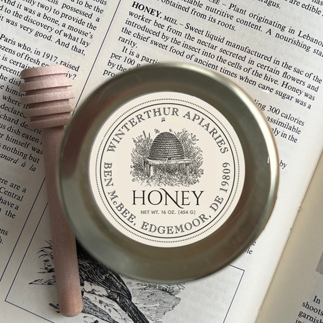 Ivory Honey Jar Label (Vintage Skep) (Creator Uploaded)