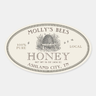 Ivory Honey Vintage Skep Label with border