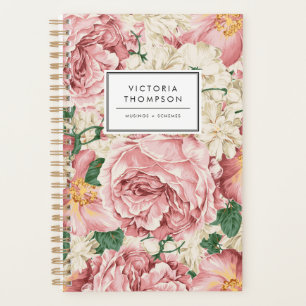 Ivory Hydrangeas and Pink Garden Roses Floral Planner