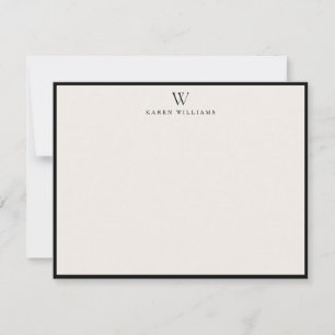 ivory Initial Bold Black Border note card