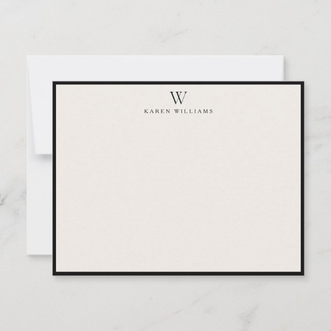 ivory Initial Bold Black Border note card (Front)