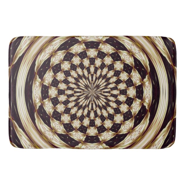 Ivory Kaleidoscope Flower Mandala Decor Bath Mat (Front)