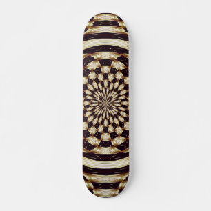 Ivory Kaleidoscope Flower Mandala Decor Skateboard