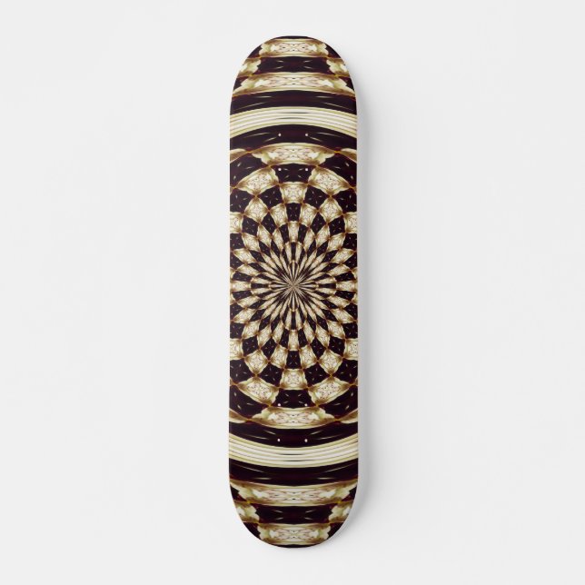 Ivory Kaleidoscope Flower Mandala Decor Skateboard (Front)