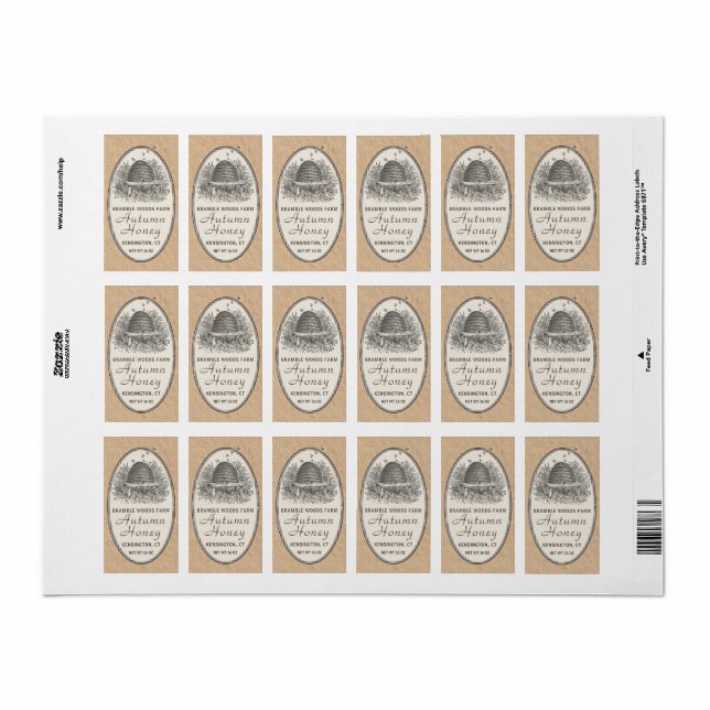 Ivory Kraft Honey Address or Shipping Size Label  (Full Sheet)