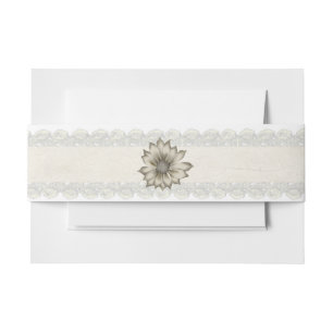 Ivory Lace and Flower Wedding Belly Band Invitation Belly Band