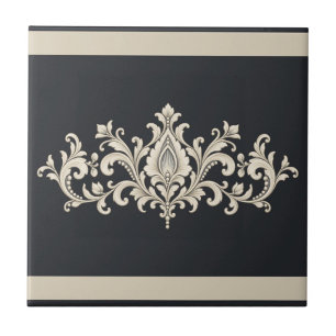 Ivory Lace Damask Custom Colour Frieze Tile