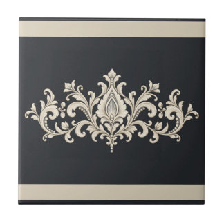 Ivory Lace Damask Custom Colour Frieze Tile