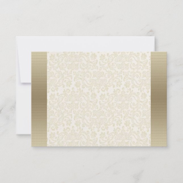 Ivory Lace Damask RSVP Note Card (Front)