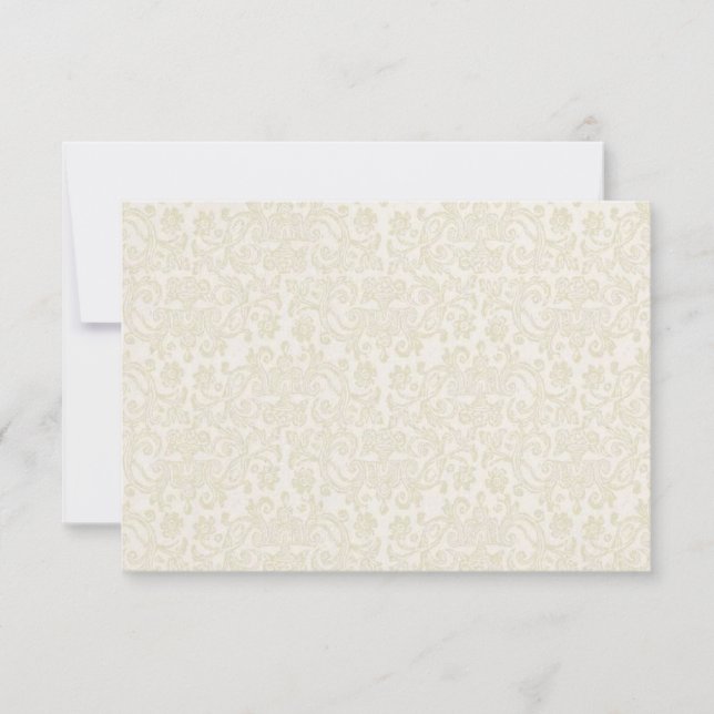 Ivory Lace Damask RSVP Note Card (Front)