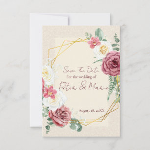 Ivory Lace Elegant Floral Beige Save The Date