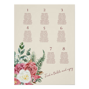 Ivory Lace Elegant Floral Wedding Seating Chart