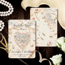 Ivory Lace Heart Floral Romantic Spring Softly