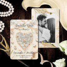 Ivory Lace Heart Photo Floral Romantic Spring