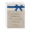 Ivory Lace Royal Blue Burlap Wedding Invitation