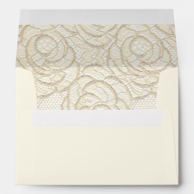 Ivory Lace Wedding Envelope – Slate Blue (Back (Bottom))
