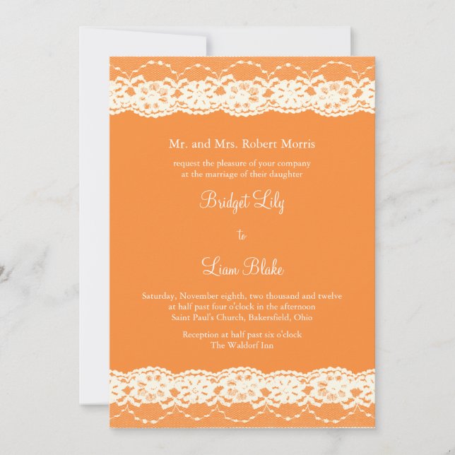 Ivory Lace Wedding Invitation (Front)