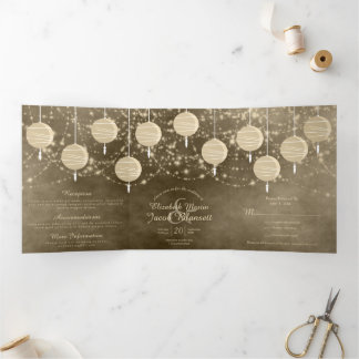 Ivory Lanterns All in One Wedding Tri-Fold Invitation