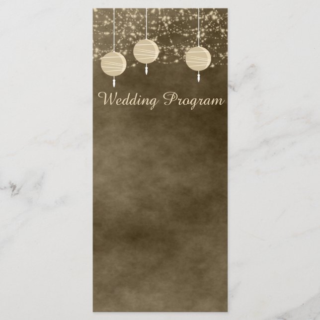 Ivory Lanterns Wedding Program Card (Front)
