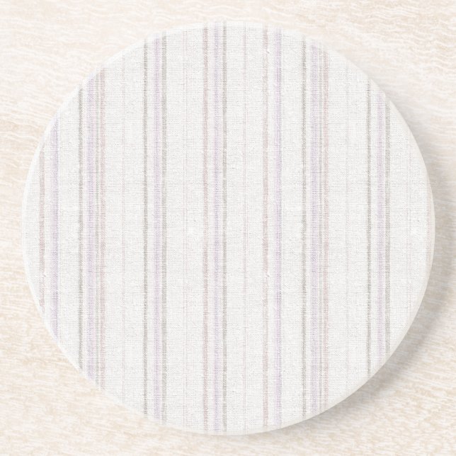 Ivory Lavender Stripes  Coaster (Front)