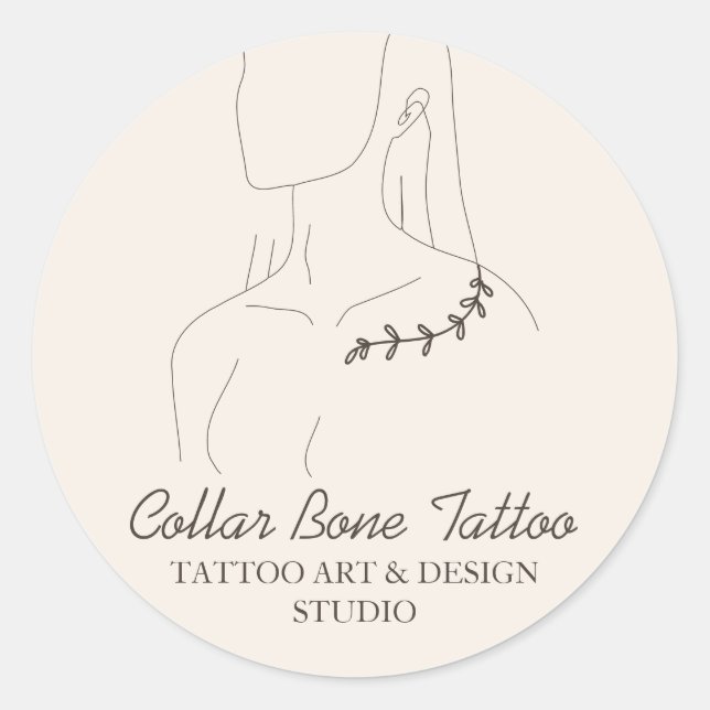 Ivory Linen Colour Collar Bone Salon Tattoo Classic Round Sticker (Front)