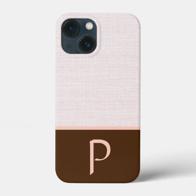 Ivory Linen Woven Fabric, Pink & Brown Colour Bloc Case-Mate iPhone Case (Back)