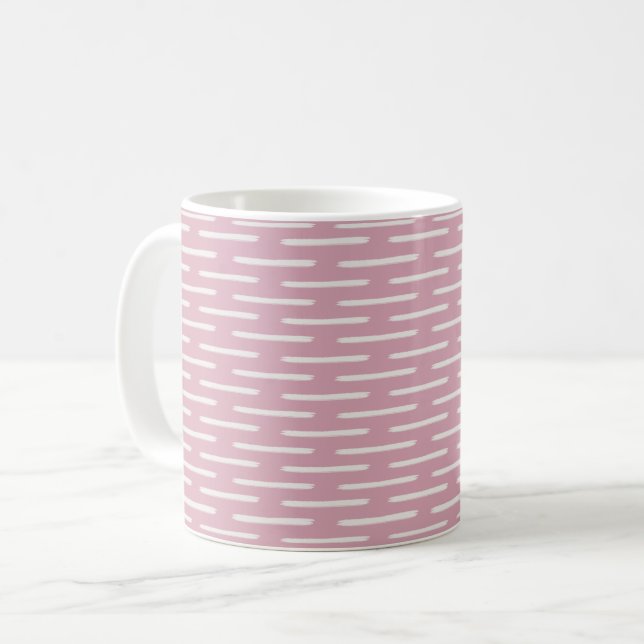 Ivory Lines on Pink Coffee Mug (Front Left)