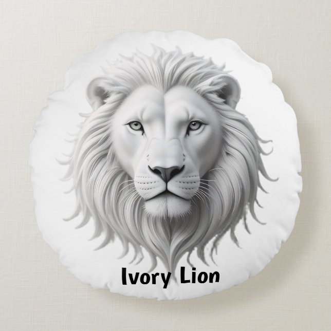 Ivory Lion Round Cushion (Front)