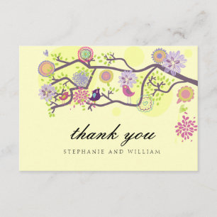Ivory Love Birds Wedding Thank You Card