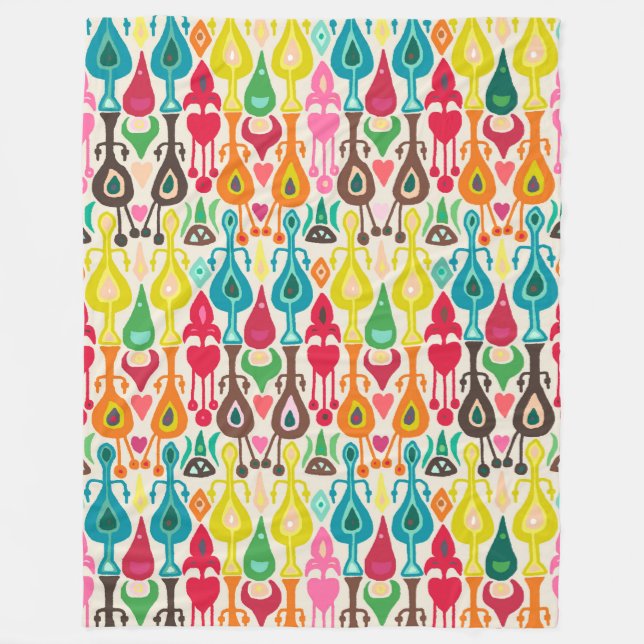 ivory love ikat fleece blanket (Front)