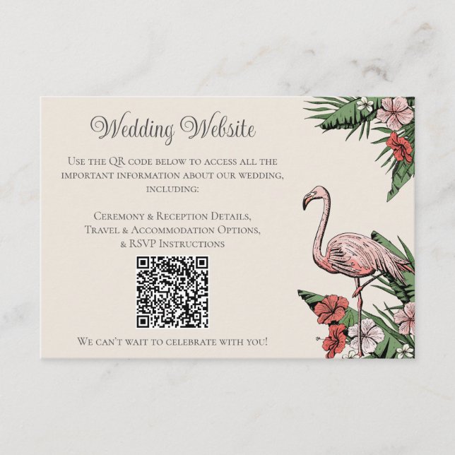 Ivory Luau Wedding Details QR Card (Front)