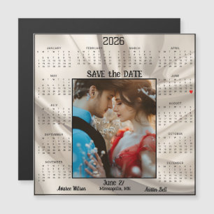 Ivory Luxury Satin Save the Date Engaged Couple 