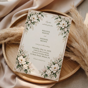 Ivory Magnolia Botanical Vintage Elegance Invitation