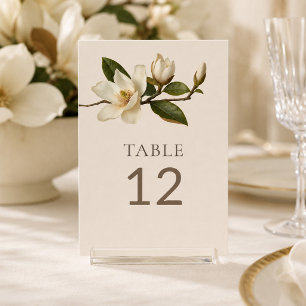 Ivory Magnolia Elegant Wedding Table Number