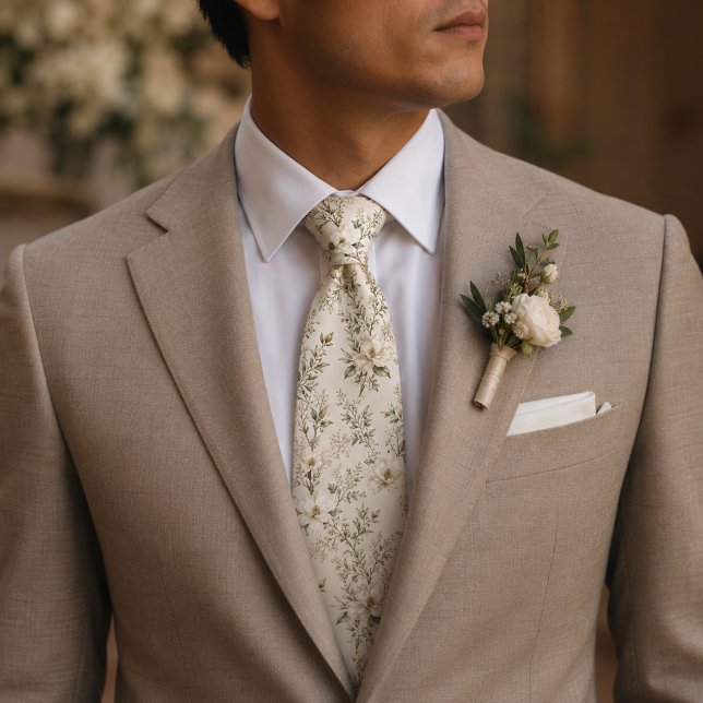 Ivory Magnolia Floral Tie (Creator Uploaded)