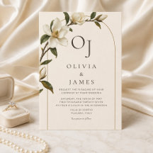 Ivory Magnolia Gold Arch Wedding Invitation