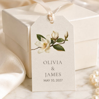 Ivory Magnolia Personalised Wedding Gift Tag